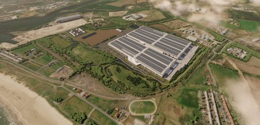 A rendering of Britishvolt's planned electric vehicle plant in Blyth in northern England