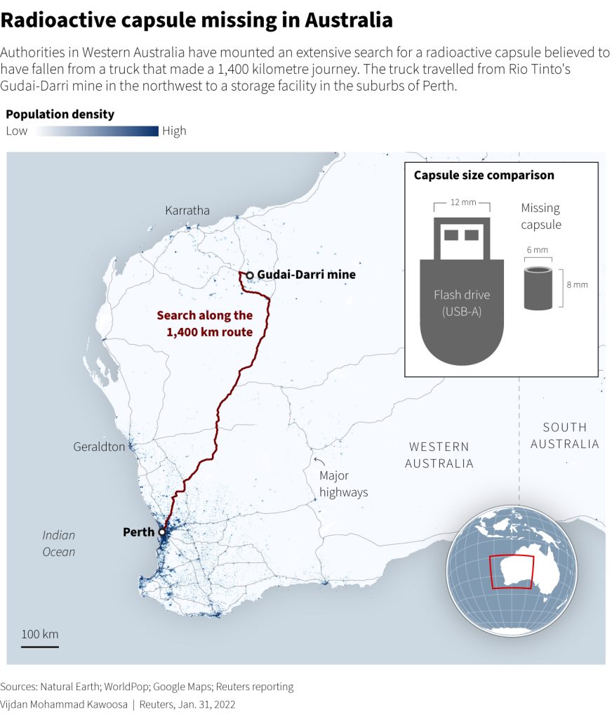 Radioactive capsule missing in Australia