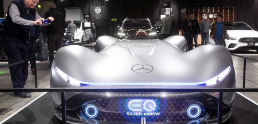 An electric-powered Mercedes-Benz EQ Silver Arrow conception car is seen at the Auto Zurich Car Show 2022 in Zurich, Switzerland, November 10, 2022. REUTERS/Arnd Wiegmann